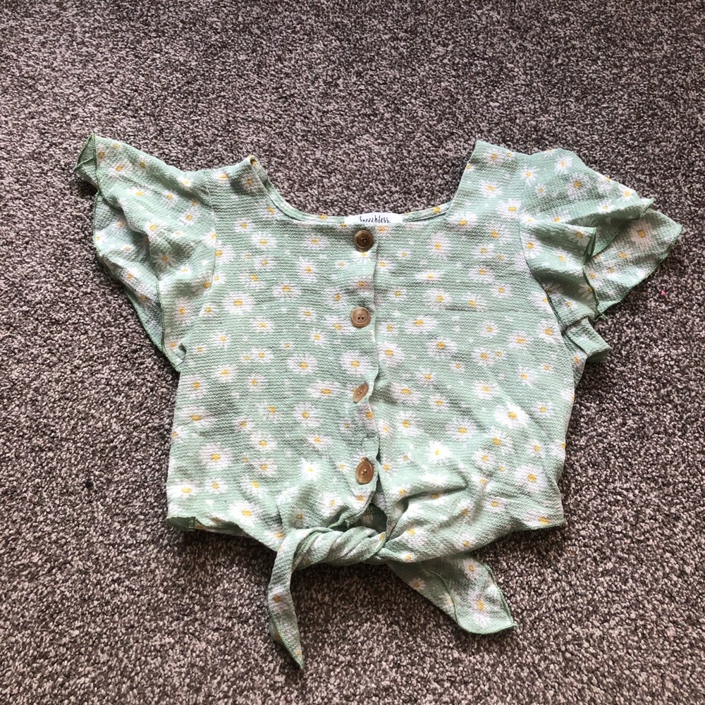 Speechless Kids Green Floral Top
